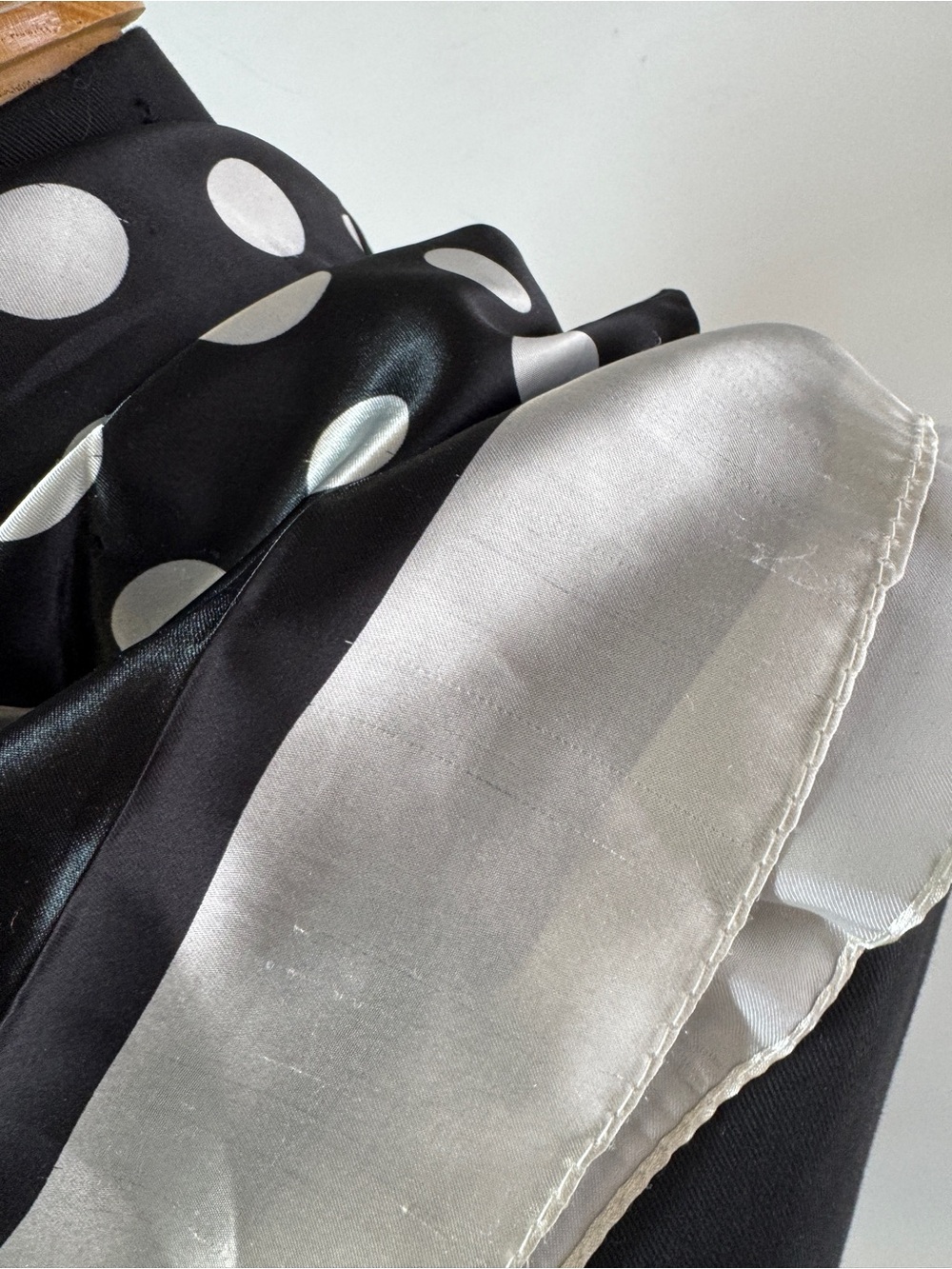 J. Mico Sancho Paris Polka Dot Silk Scarf Black White Square Vintage Chic - Picture 7 of 16